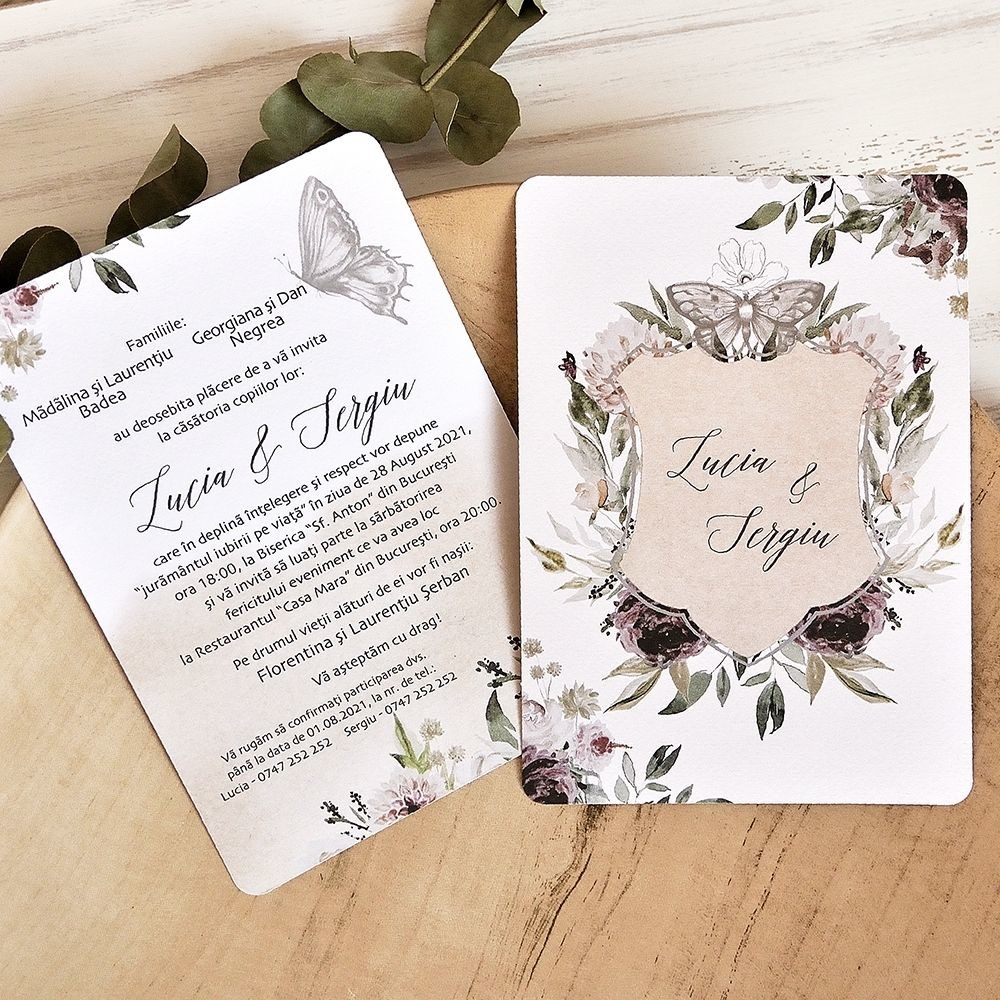 Invitatie De Nunta Boho Cu Flori Si Fluturi 39789 Economiq
