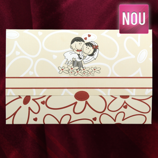Invitatie de nunta haioasa crem cu insertii florale 140017 TBZ
