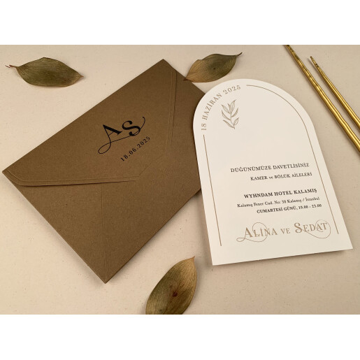 Invitatie De Nunta Eleganta Cu Plic Natur 12250 ELA