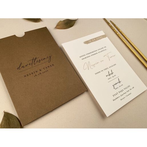 Invitatie De Nunta Eleganta Cu Plic Natur 12251 ELA
