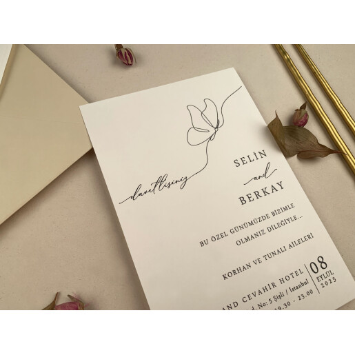 Invitatie De Nunta Romantica Cu Fluturi 12254 ELA