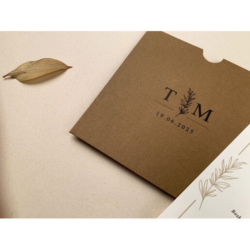 Invitatie De Nunta Florala Patrata Cu Plic Natur 12255 ELA