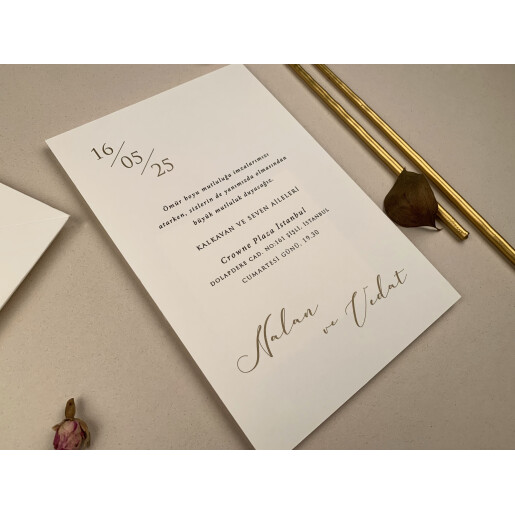 Invitatie De Nunta Eleganta Cu Plic Cu Chenar 12259 ELA