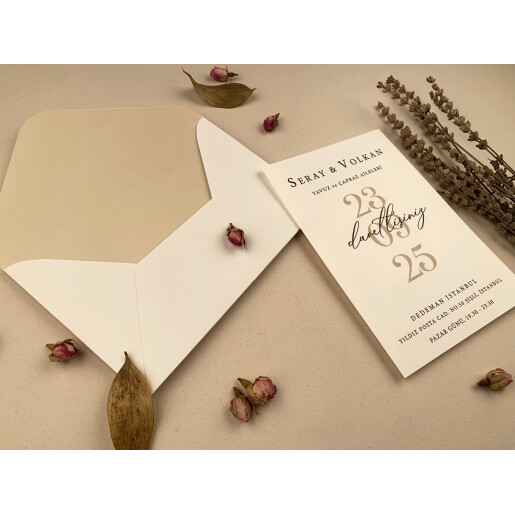 Invitatie De Nunta Eleganta Cu Plic Crem 12263 ELA