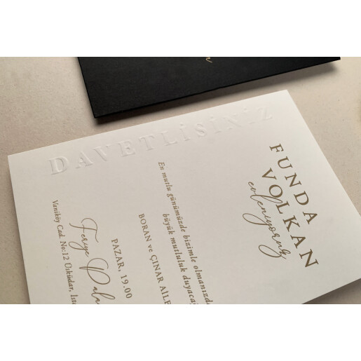 Invitatie De Nunta Eleganta Cu Plic Negru 12264 ELA