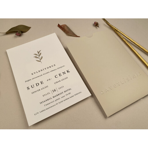 Invitatie De Nunta Eleganta Cu Plic Crem 12266 ELA