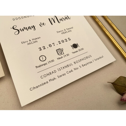 Invitatie De Nunta Eleganta Patrata Cu Plic Crem 12270 ELA