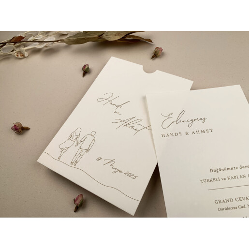 Invitatie De Nunta Romantica Cu Plic Crem 12271 ELA