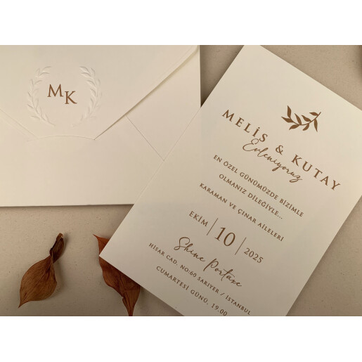 Invitatie De Nunta Eleganta Cu Plic Crem 12274 ELA