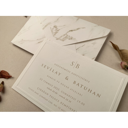 Invitatie De Nunta Eleganta Cu Chenar In Relief 12280 ELA