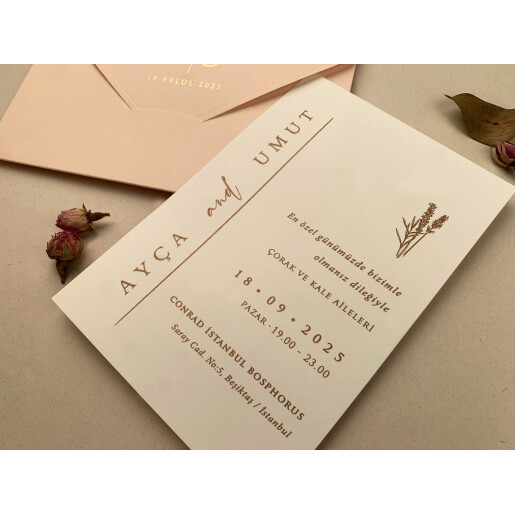 Invitatie De Nunta Eleganta Cu Plic Somon 12287 ELA