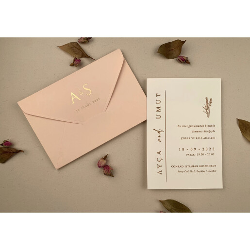 Invitatie De Nunta Eleganta Cu Plic Somon 12287 ELA