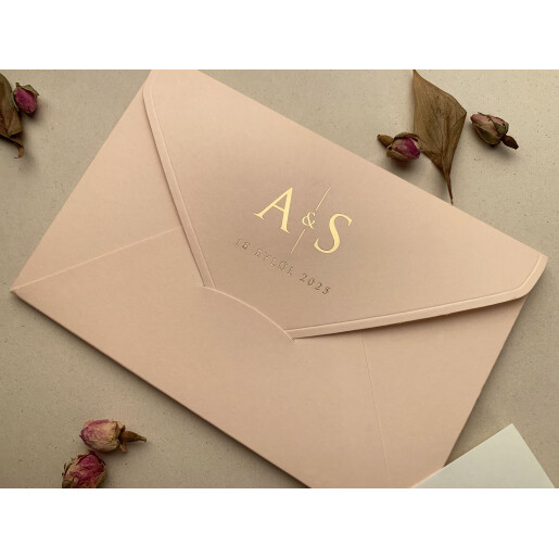 Invitatie De Nunta Eleganta Cu Plic Somon 12287 ELA