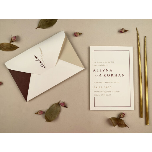 Invitatie De Nunta Florala CU Chenar Si Plic Decupat 12288 ELA