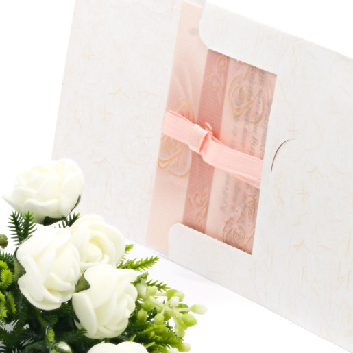Invitatie de nunta cu model floral somon si auriu 125036 TBZ