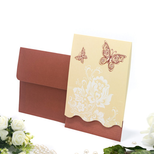 Invitatie de nunta florala cu fluturi 160005 TBZ