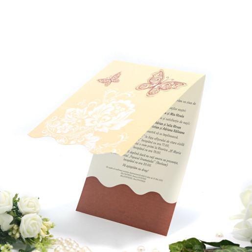 Invitatie de nunta florala cu fluturi 160005 TBZ