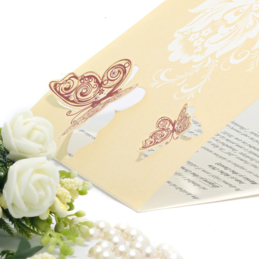 Invitatie de nunta florala cu fluturi 160005 TBZ