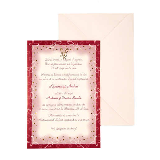 Invitatie de nunta florala cu auriu 125030 TBZ