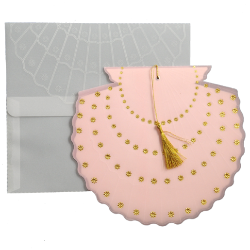 Invitatie de nunta scoica cu calc roz cu stelute aurii 150022 TBZ