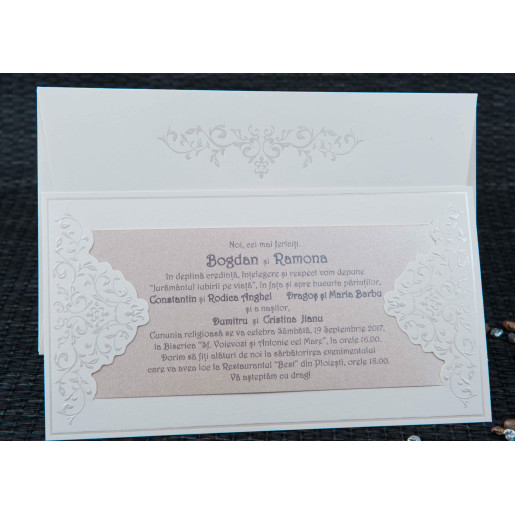 Invitatie de nunta crem cu model sidef 20420 STYLISH
