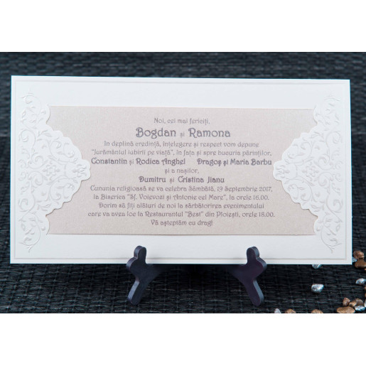 Invitatie de nunta crem cu model sidef 20420 STYLISH