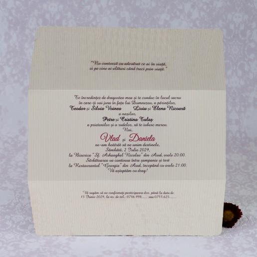 Invitatie de nunta florala crem in forma de plic 2211 Polen 