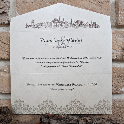 Invitatie de nunta eleganta crem 2668 POPULAR