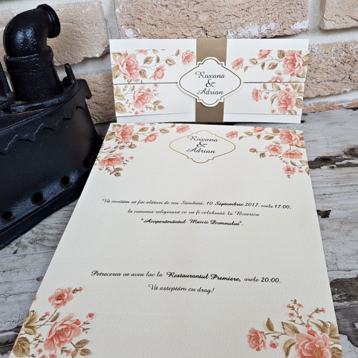 Invitatie de nunta cu model floral 2706 POPULAR