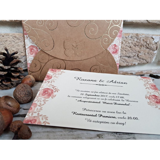 Invitatie de nunta cu model floral 2717 POPULAR