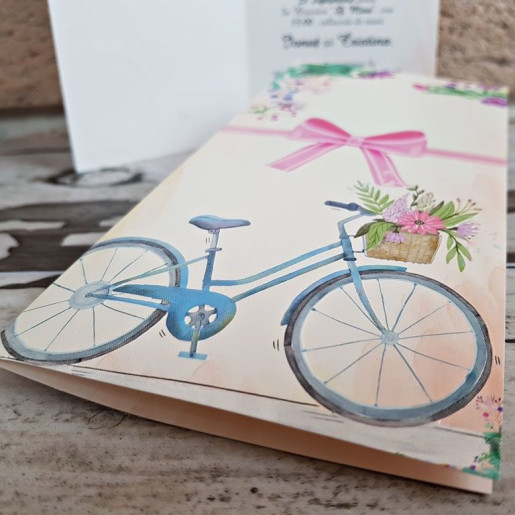 Invitatie de nunta cu tema florala si bicicleta 2784 POPULAR