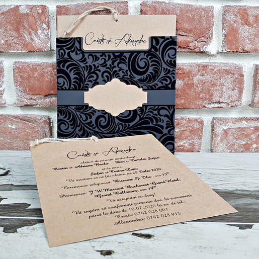 Invitatie de nunta cu plic de catifea 5577 CONCEPT