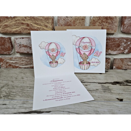 Invitatie De Botez Cu Ursulet 602 TH