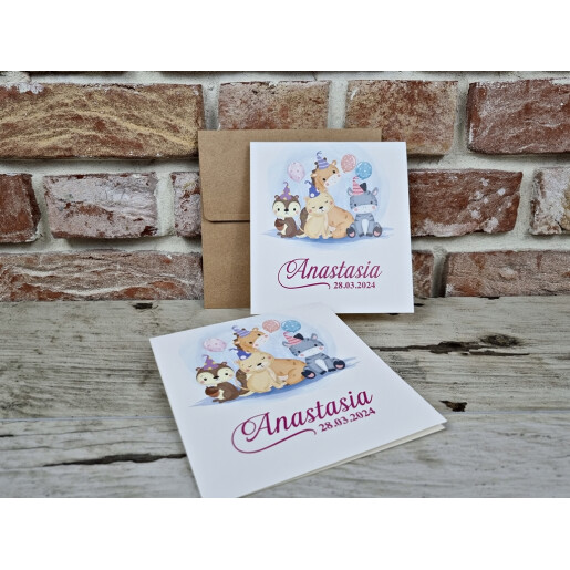 Invitatie De Botez Cu Animale Si Baloane 604 TH