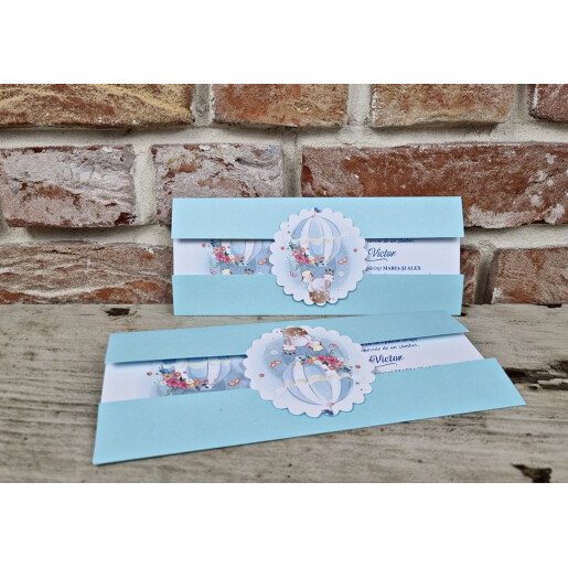 Invitatie De Botez Cu Animale Si Balon Cu Aer Cald 607 TH