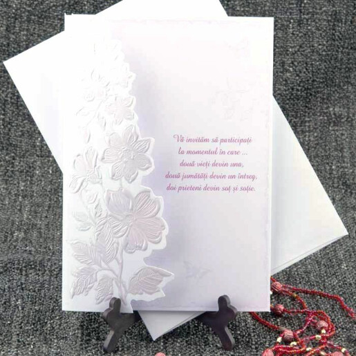 Invitatie de nunta tip felicitare cu detalii florale 6221 STYLISH