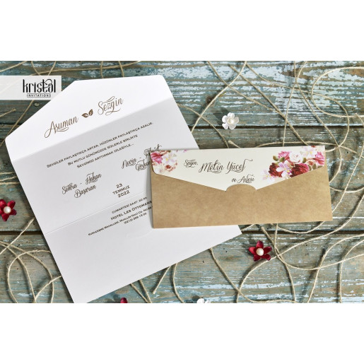 Invitatie de nunta florala tip plic 70252 KRISTAL