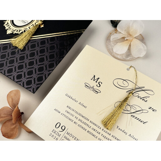 Invitatie De Nunta Eleganta Cu Ciucure 74758 ELA