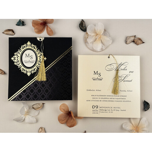 Invitatie De Nunta Eleganta Cu Ciucure 74758 ELA