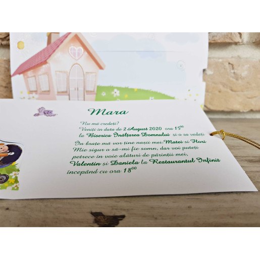 Invitatie de botez glisanta cu familie fericita 8020 SEDEF