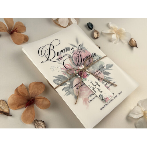 Invitatie De Nunta Florala Cu Fundita 85842 ELITE