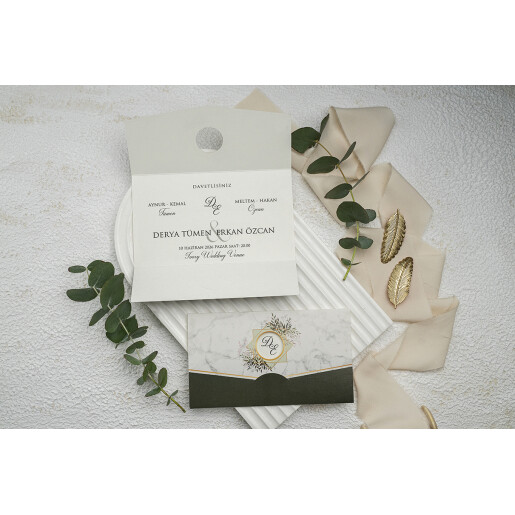 Invitatie De Nunta Eleganta Cu Frunze 9165 EKONOM