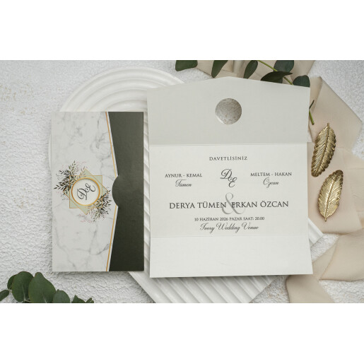Invitatie De Nunta Eleganta Cu Frunze 9165 EKONOM