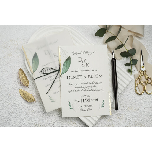 Invitatie De Nunta Cu Frunze Si Calc 9206 EKONOM