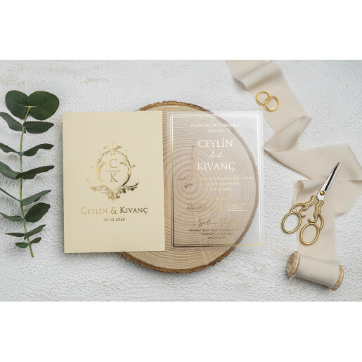 Invitatie De Nunta Din Plastic Cu Chenar Si Plic 9316 EKONOM