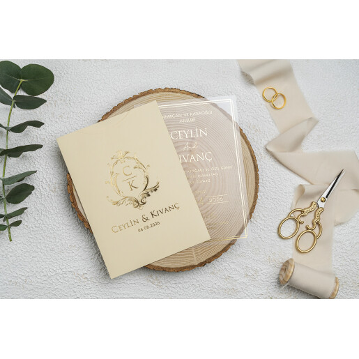 Invitatie De Nunta Din Plastic Cu Chenar Si Plic 9316 EKONOM