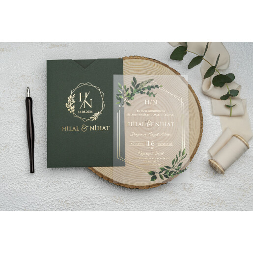 Invitatie De Nunta Din Plastic Florala Cu Plic 9366 EKONOM