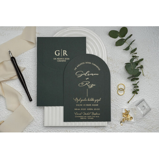 Invitatie De Nunta Eleganta Verde 9372 EKONOM