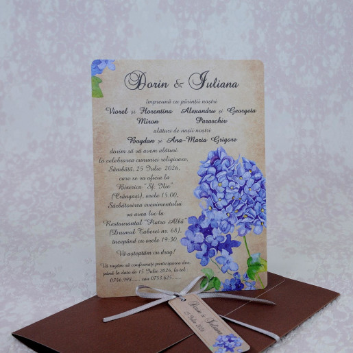 Invitatie de nunta cu flori de liliac 2232 Polen