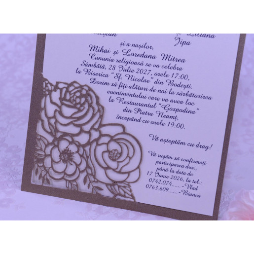 Invitatie de nunta florala crem 2217 POLEN